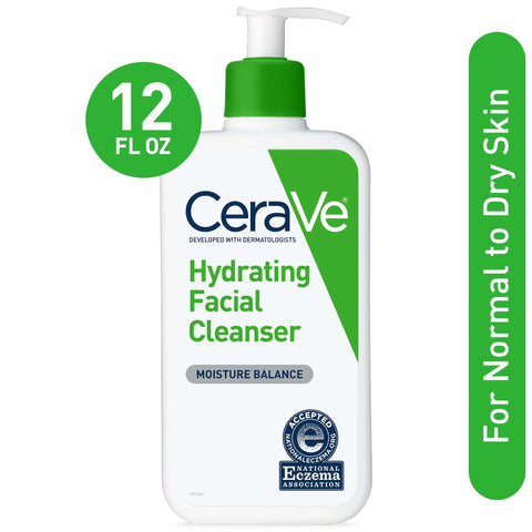 CeraVe Hydrating Facial Cleanser, Daily Face Wash for Normal to Dry Skin, 12 fl oz.