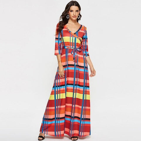 Boho Maxi Long Striped Dress