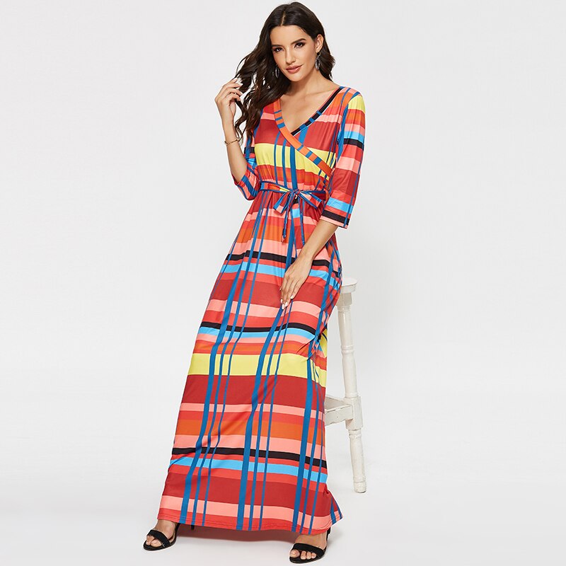 Boho Maxi Long Striped Dress