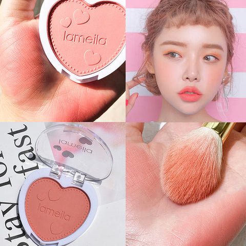 Blush Makeup Love Palette 4 Color Mineral Powder Peach Red Rouge