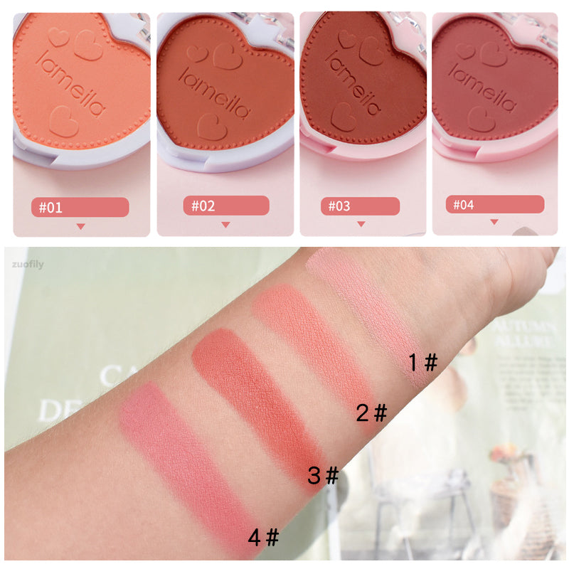 Blush Makeup Love Palette 4 Color Mineral Powder Peach Red Rouge | Tonight Makeup