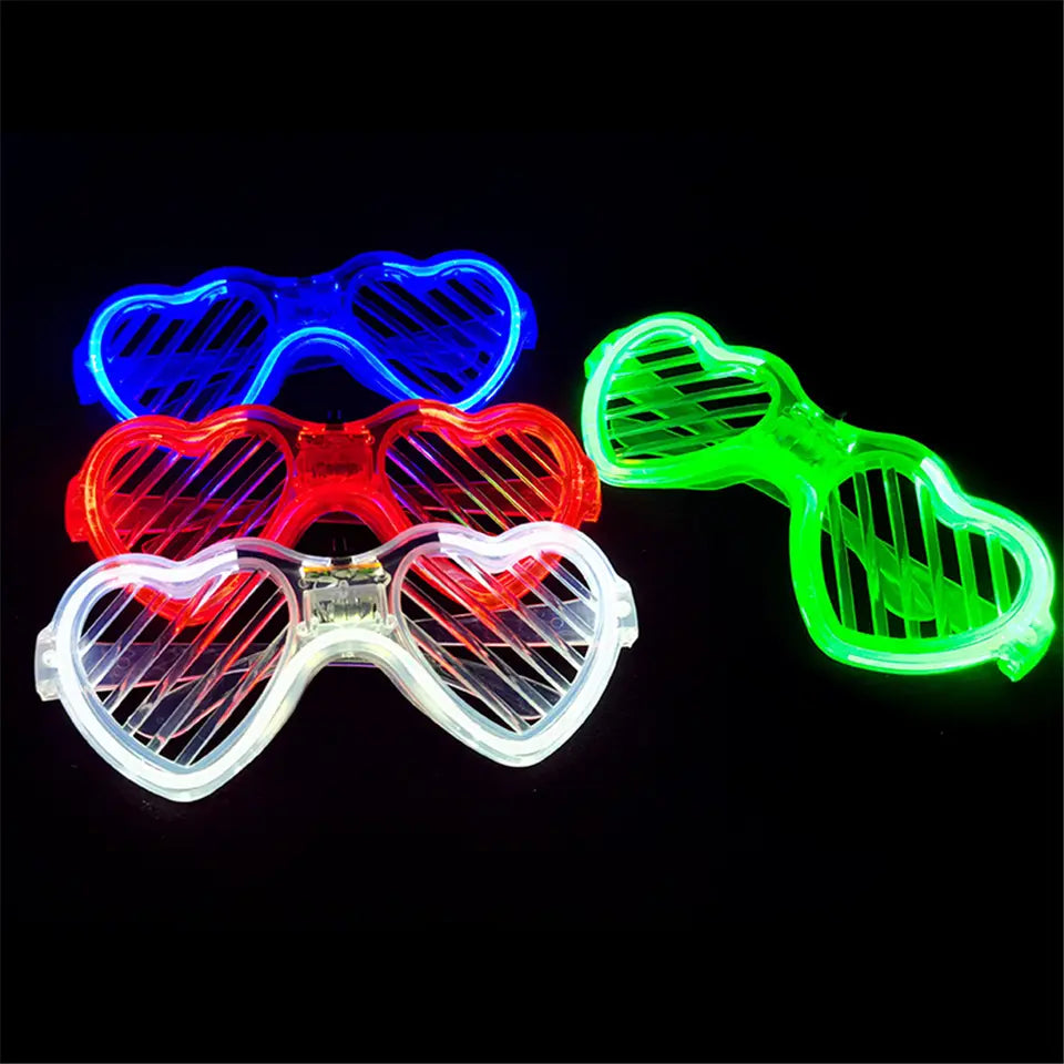 Creative EL Wire LED Heart Shape Plastic Glasses