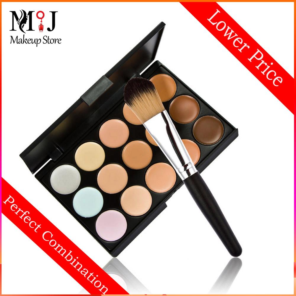 New 15 Colors Contour Face Cream Makeup Concealer Palette Powder Brush - Tonight Makeup