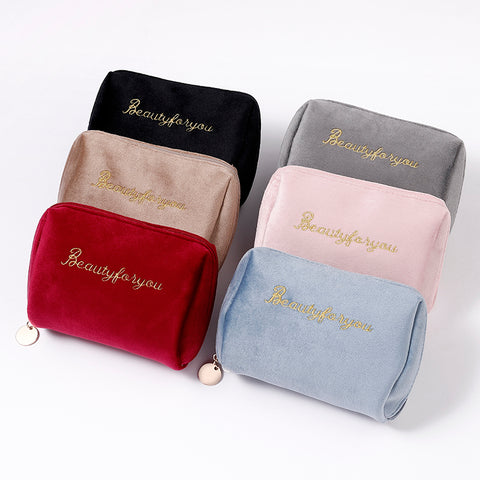 Purdored Women Zipper Velvet MakeUp Bag