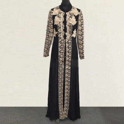 Saudi Arabian Muslim Long Skirt Vintage Ethnic Applique