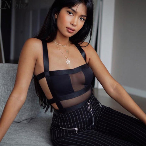 Nibber Backless see-through Bodysuit | TonightBeauty